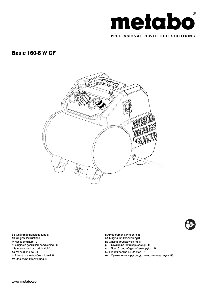 Page 1 de la notice Manuel utilisateur Metabo BASIC 160-6 W OF