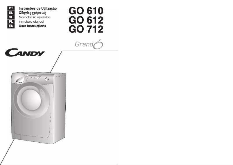 Page 1 de la notice Manuel utilisateur Candy GO 610-37S