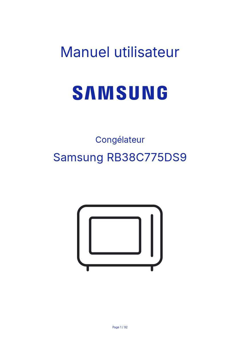 Page n°1 - Manuel utilisateur Samsung RB38C775DS9