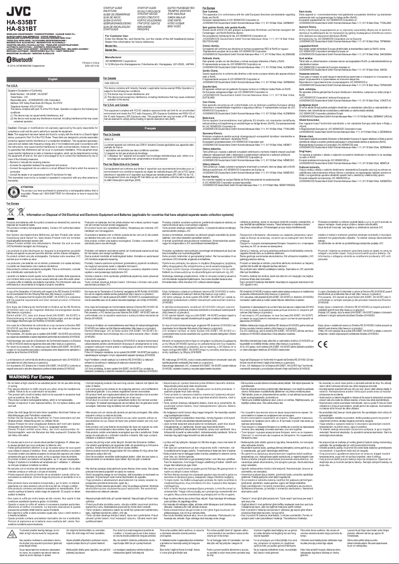 Image de la première page du manuel de l'appareil HA-S31BT-B