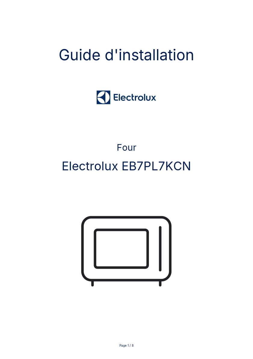 Image de la première page du manuel de l'appareil EB7PL7KCN