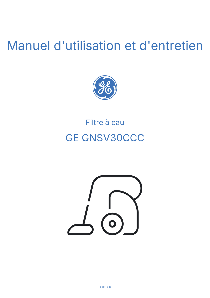 Page n°1 - Manuel d'utilisation et d'entretien GE GNSV30CCC
