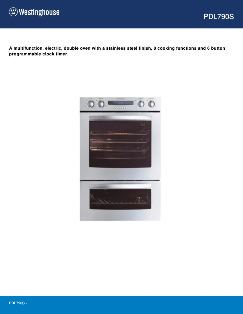 Page 1 de la notice Fiche technique Westinghouse PDL790S
