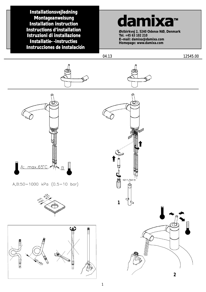Page n°1 - Manuel utilisateur Damixa 2900074