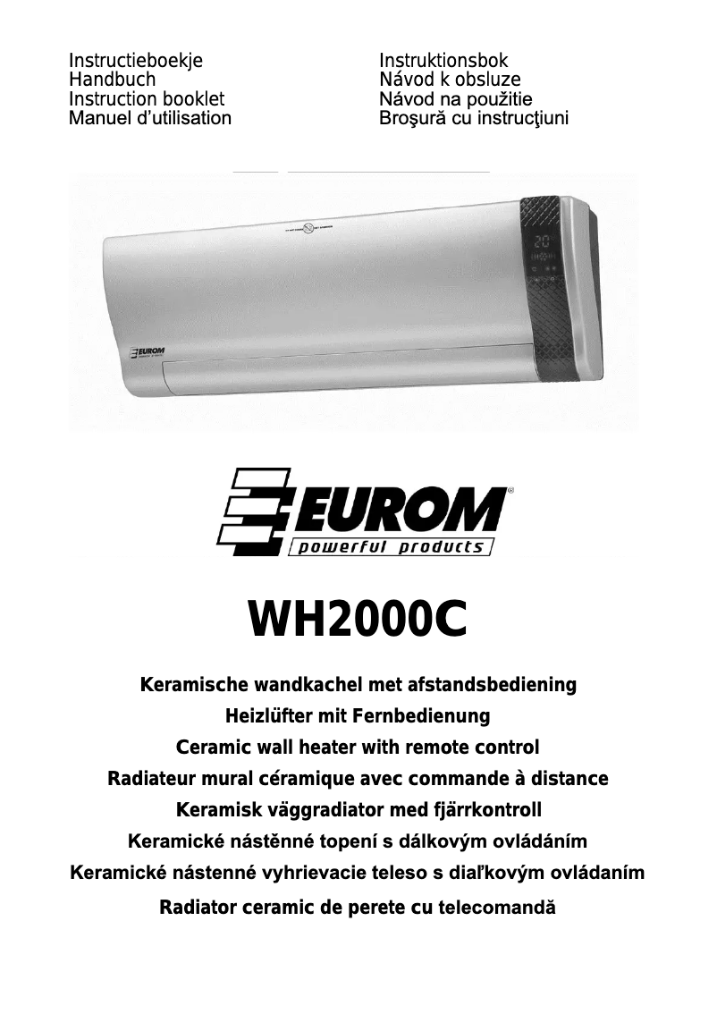 Page 1 of the manual User Manual Eurom WH2000C