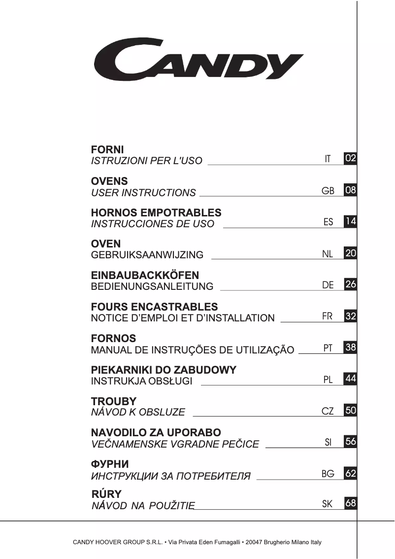 Page 1 de la notice Manuel utilisateur Candy FCR 824 BA