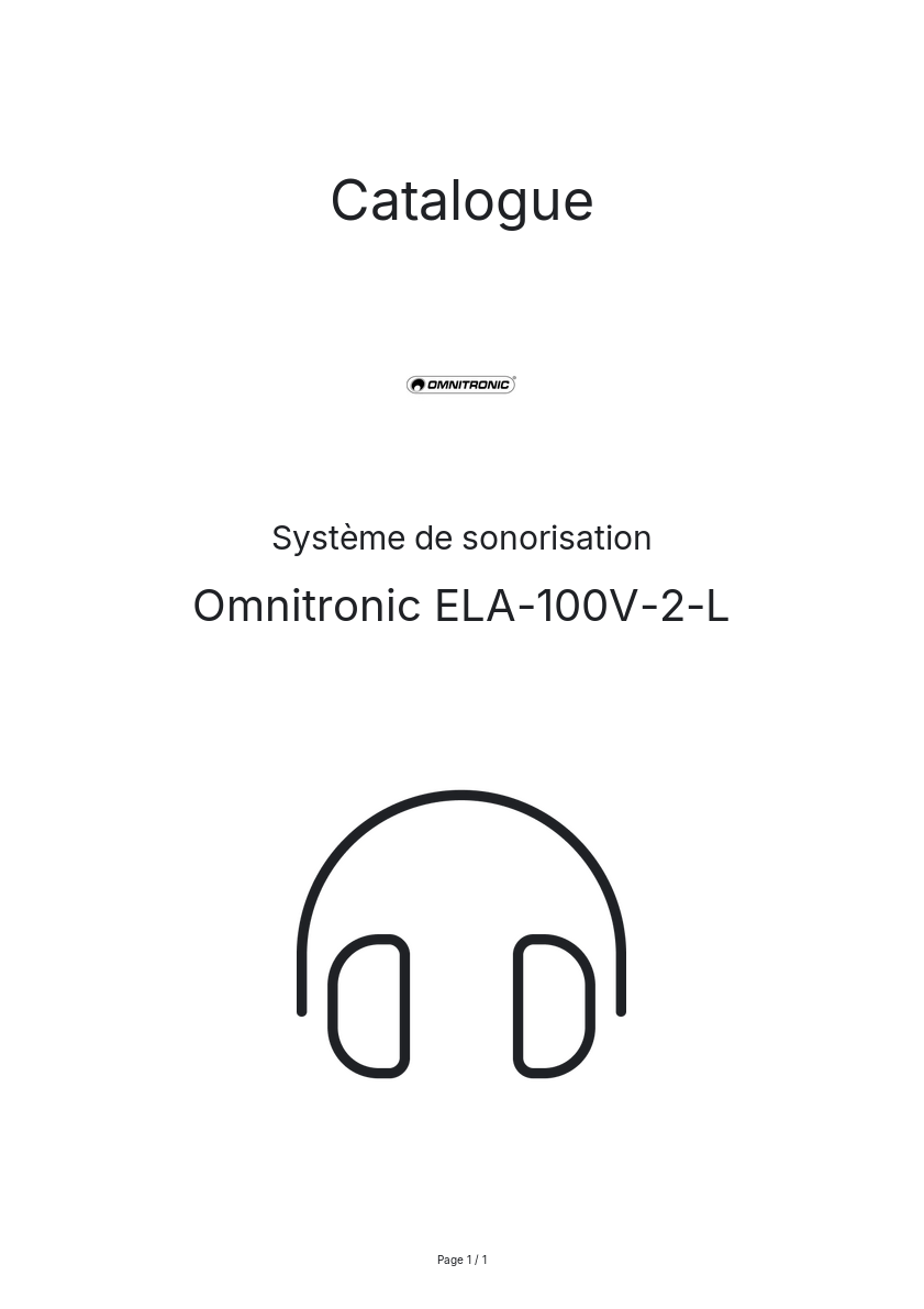 Page n°1 - Catalogue Omnitronic ELA-100V-2-L