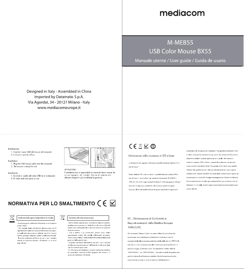 Page 1 de la notice Manuel utilisateur Mediacom BX55