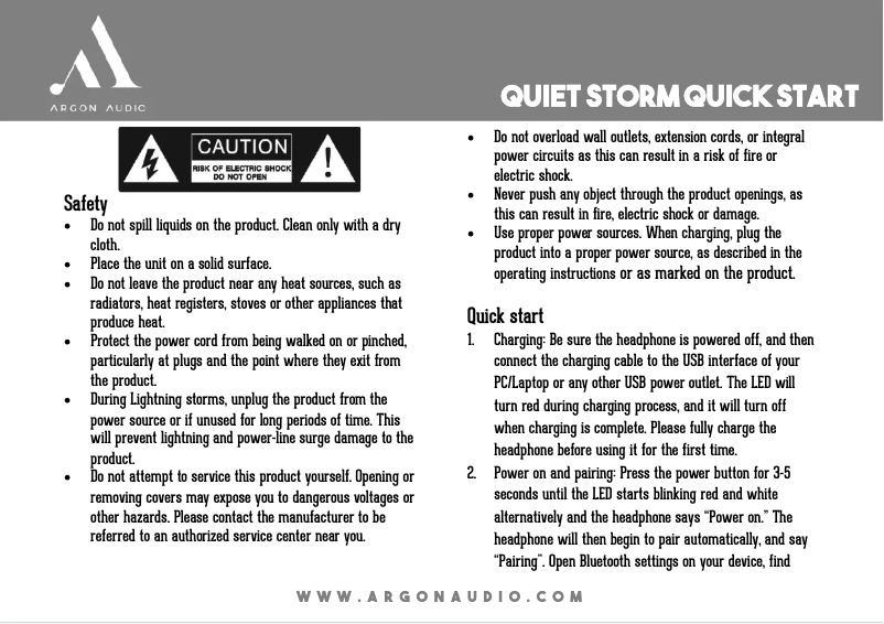 Page n°1 - Manuel utilisateur Argon Quiet Storm