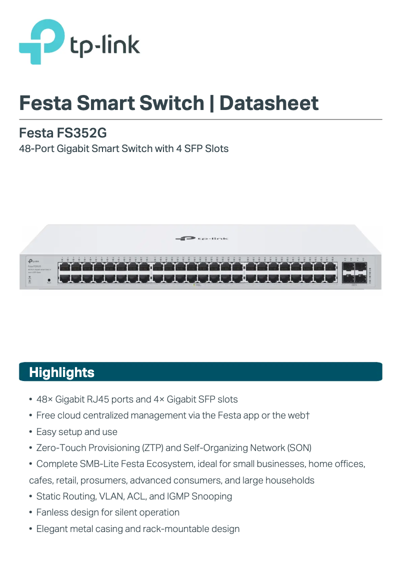Página 1 del manual Ficha técnica TP-Link Festa FS352G