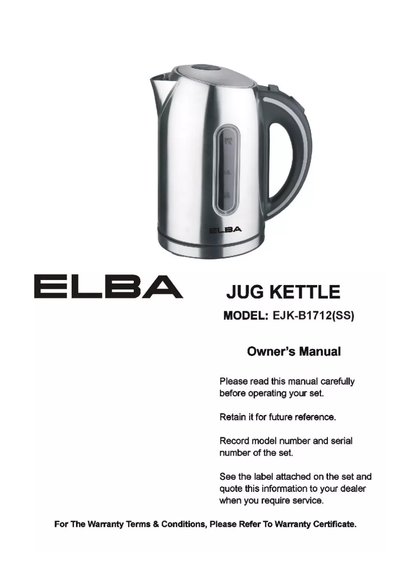 Image de la première page du manuel de l'appareil EJK-B1712(SS)