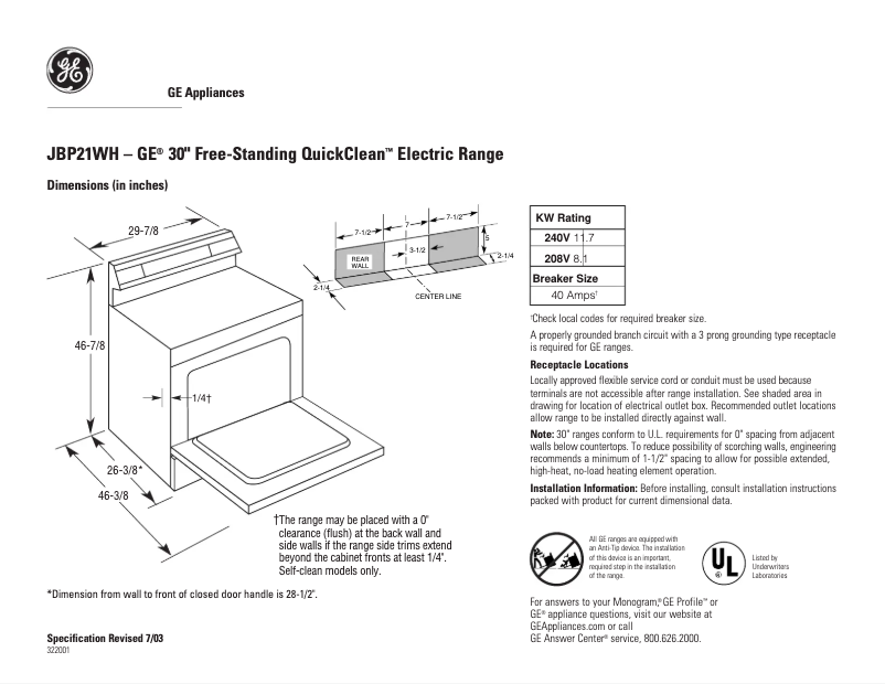 Image de la première page du manuel de l'appareil JBP21WHWW