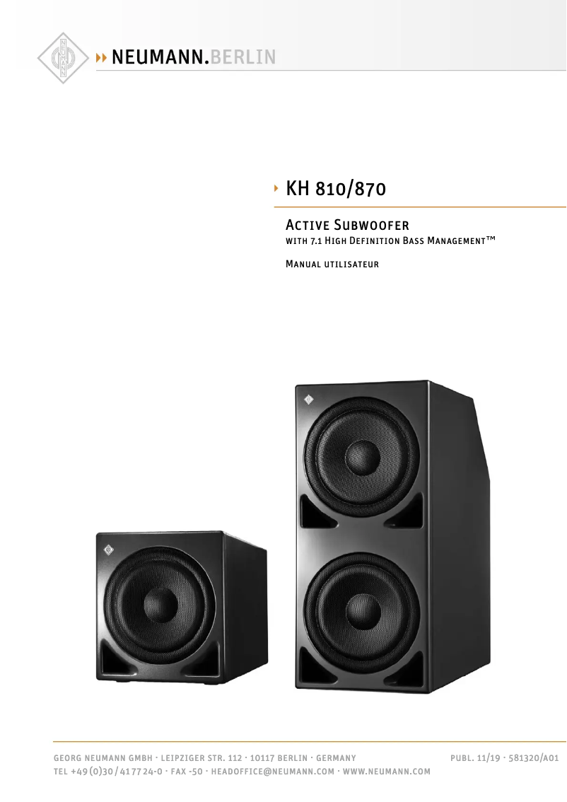 Page n°1 - Manuel utilisateur Neumann KH 870 G