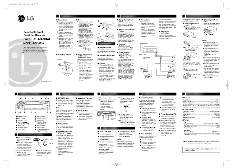 Page 1 de la notice Manuel utilisateur LG TCC-6230