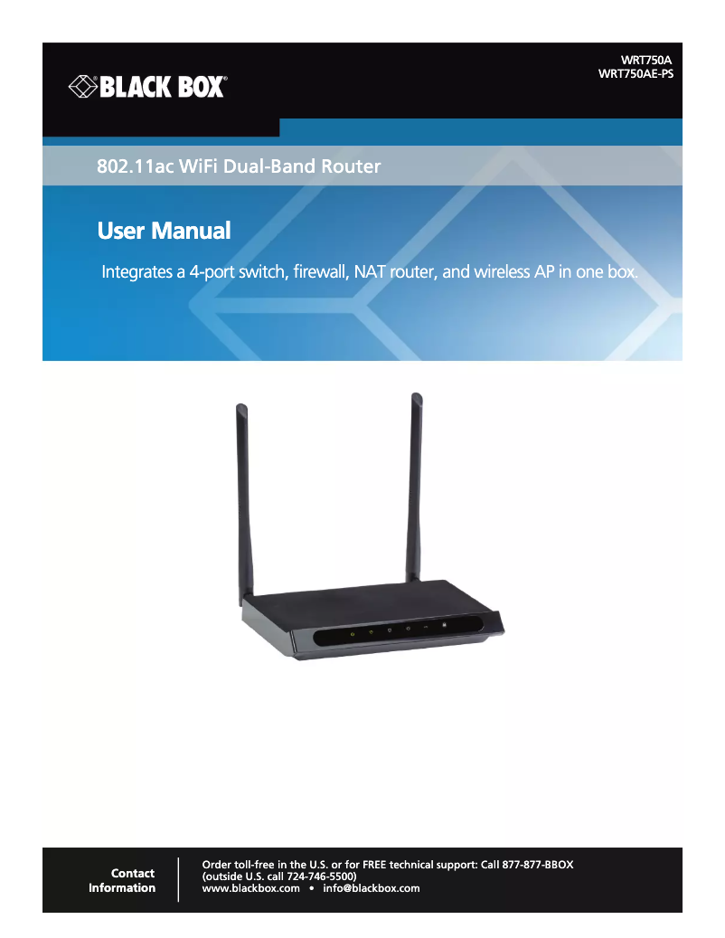 Page 1 de la notice Manuel utilisateur Black Box WRT750A