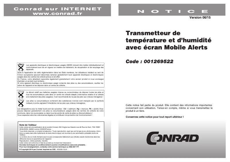 Page 1 de la notice Manuel utilisateur Techno Line MA 10200
