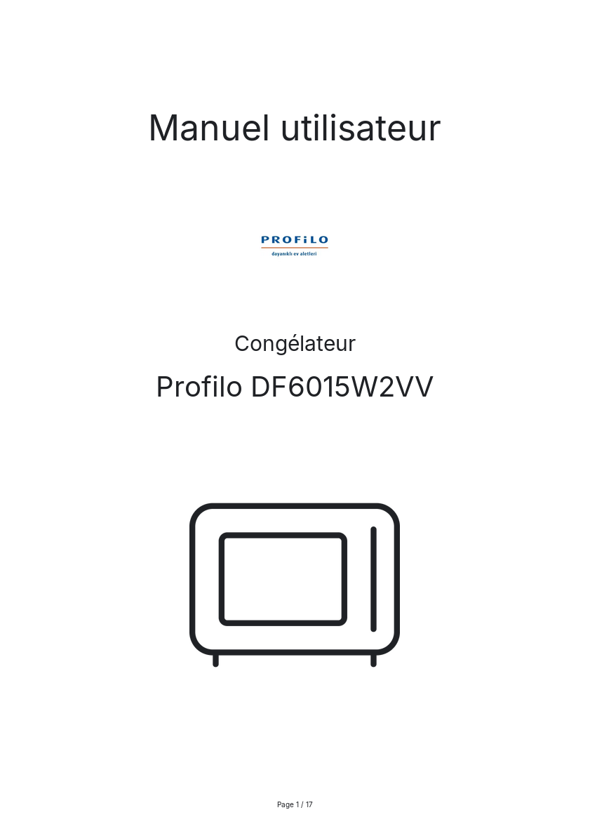 Page n°1 - Manuel utilisateur Profilo DF6015W2VV