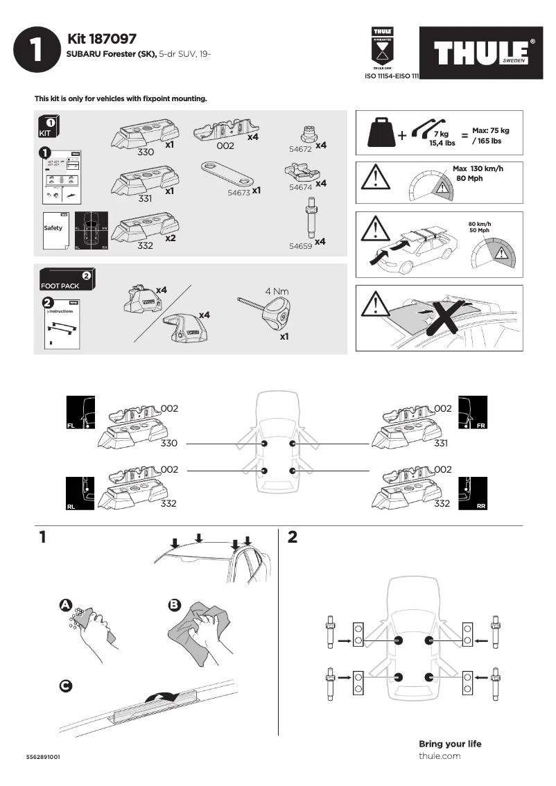 Página 1 del manual Manual de usuario Thule Kit 187097