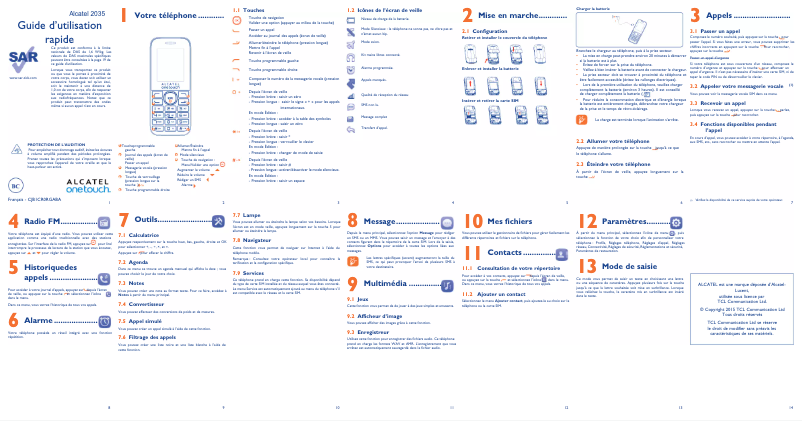 Page n°1 - Manuel utilisateur Alcatel One Touch 2035