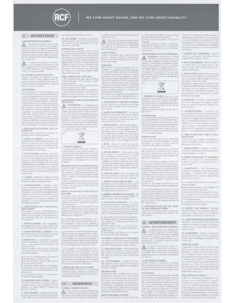 Page 1 de la notice Manuel utilisateur RCF EVox J8