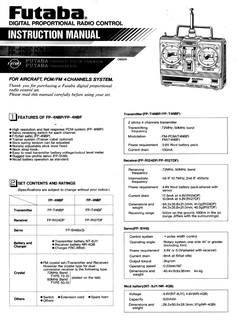 Page 1 de la notice Manuel utilisateur Futaba FP4NBP