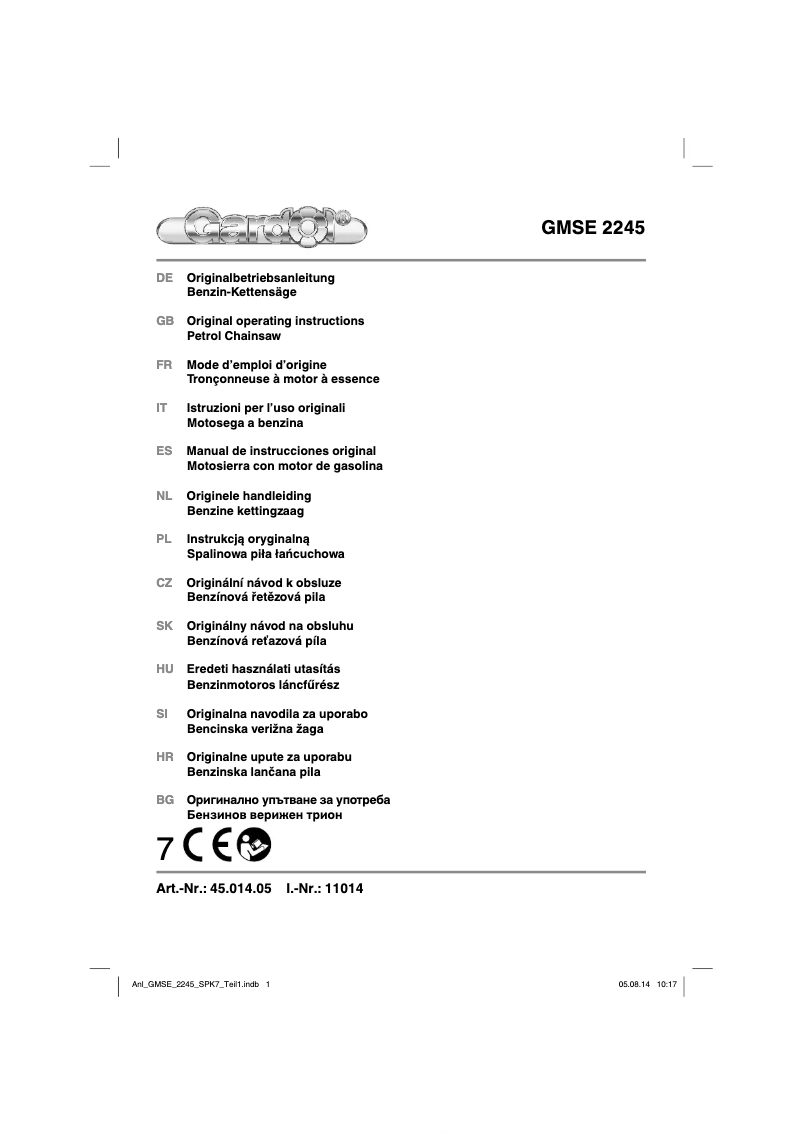 Image de la première page du manuel de l'appareil GMSE 2245