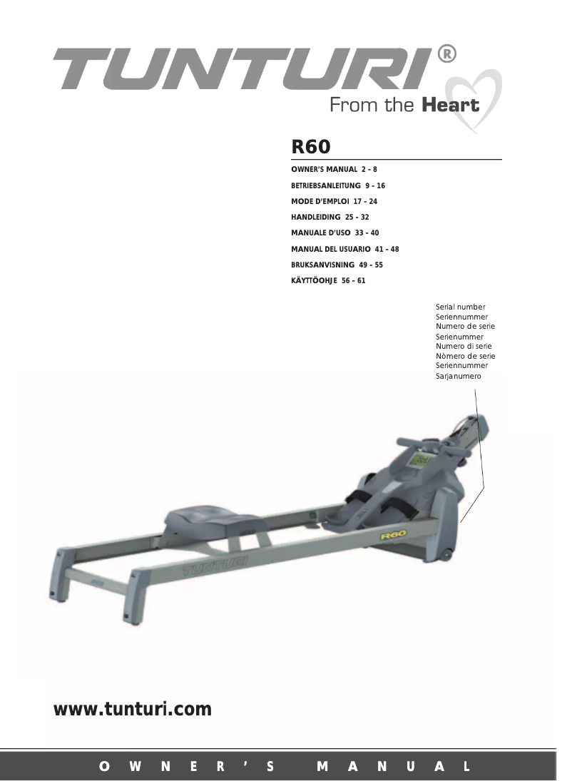 Page n°1 - Manuel utilisateur Tunturi R60