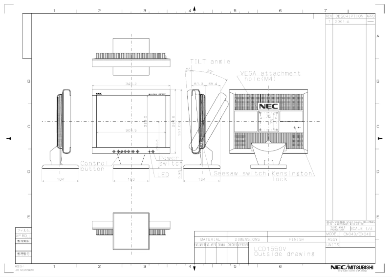 Imagen de la primera página del manual del dispositivo MultiSync LCD1550V