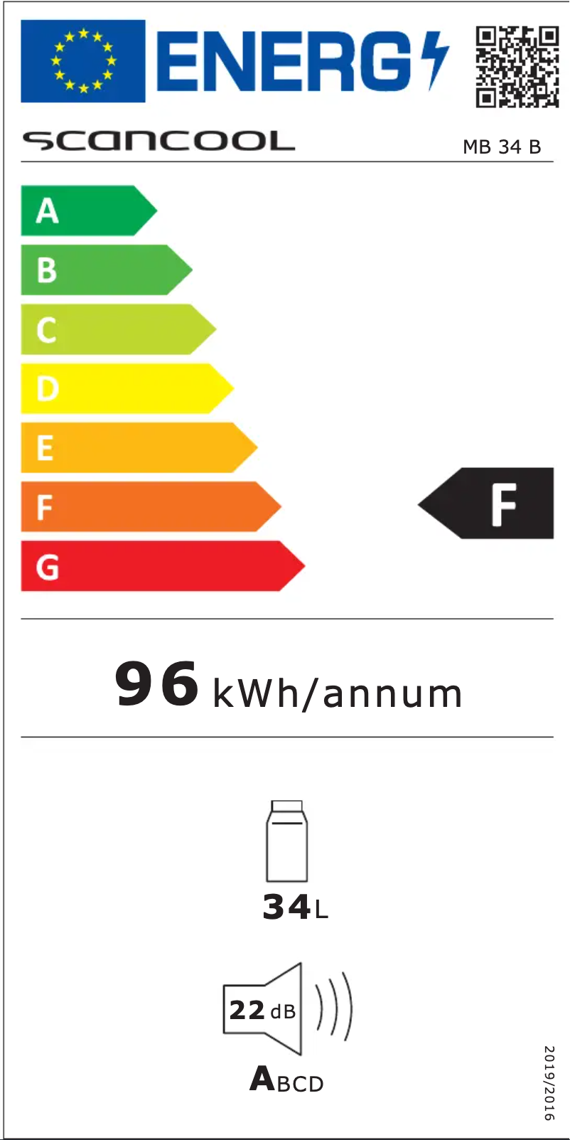 Page 1 of the manual Energy Label Scandomestic MB 34 B