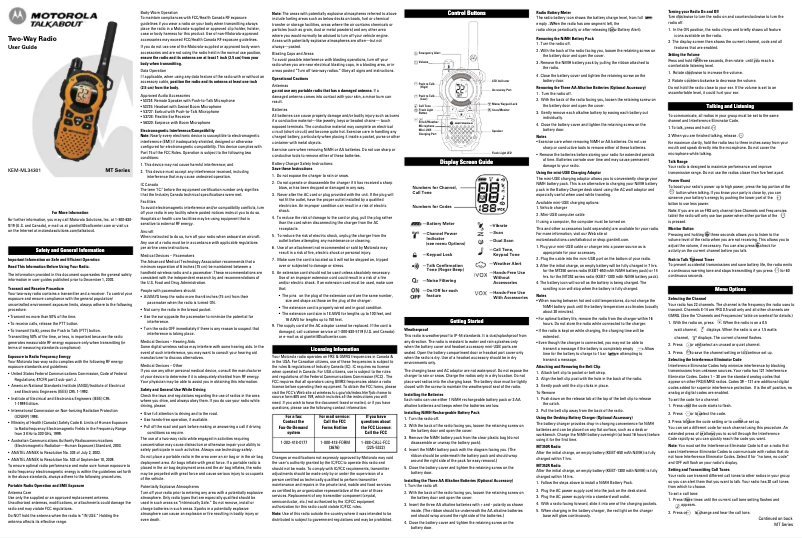 Image de la première page du manuel de l'appareil MT352TPR
