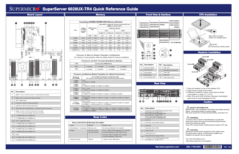 Page 1 de la notice Guide de démarrage rapide Supermicro SuperServer 6028UX-TR4