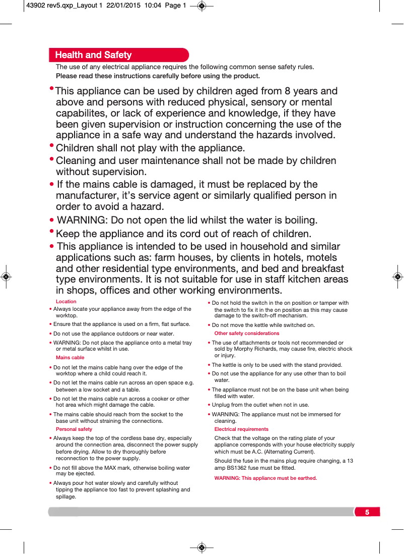 Page 1 de la notice Manuel utilisateur Morphy Richards Accents 102601