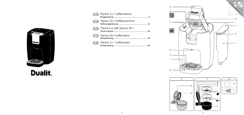 Page 1 de la notice Manuel utilisateur Dualit Xpress 3in1