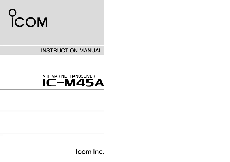 Image de la première page du manuel de l'appareil IC-M45A