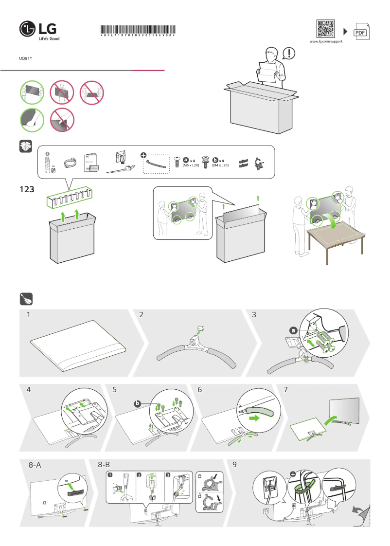 Page 1 de la notice Guide d'installation LG 50UQ91006LA