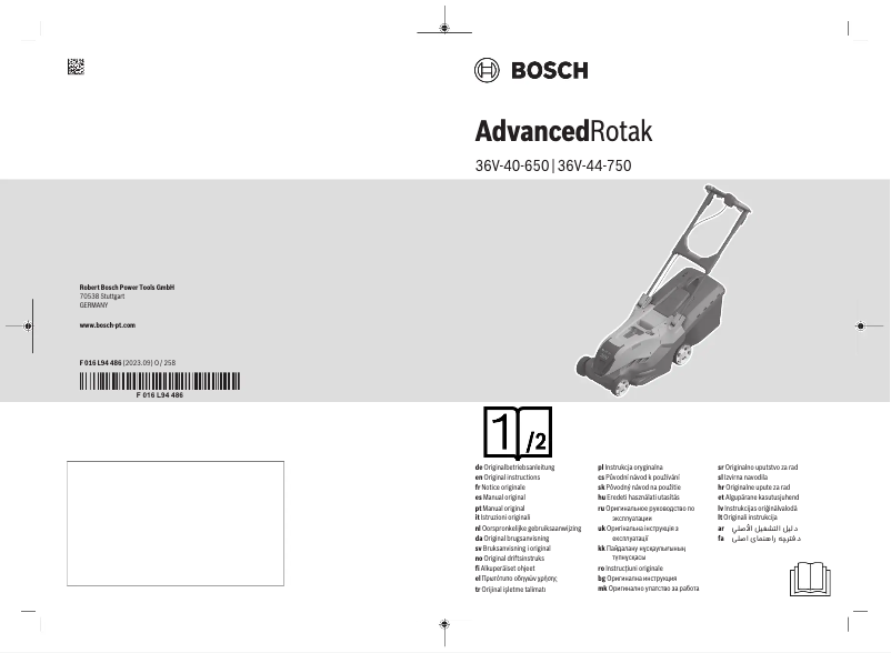Page n°1 - Manuel utilisateur Bosch AdvancedRotak 36V-44-750