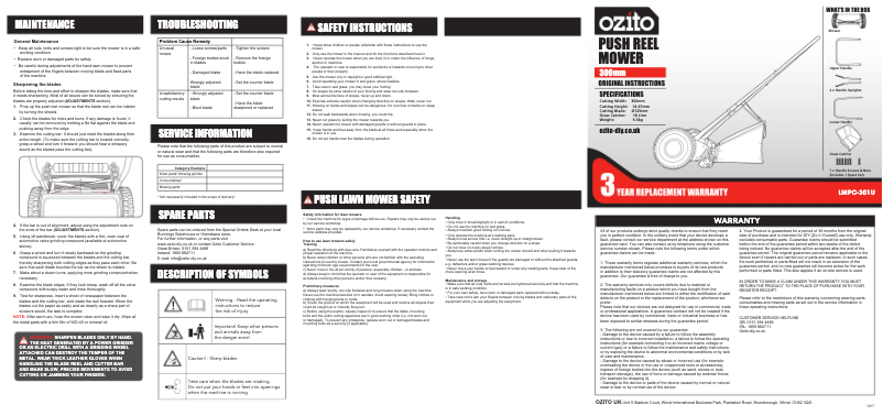 Page 1 de la notice Manuel utilisateur Ozito LMPC-301U