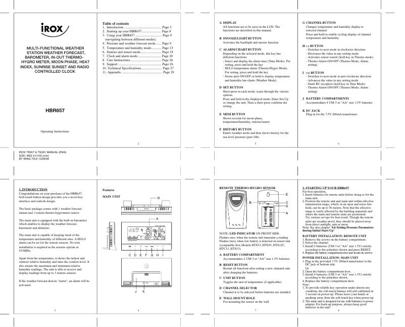 Page n°1 - Manuel utilisateur Irox HBR653