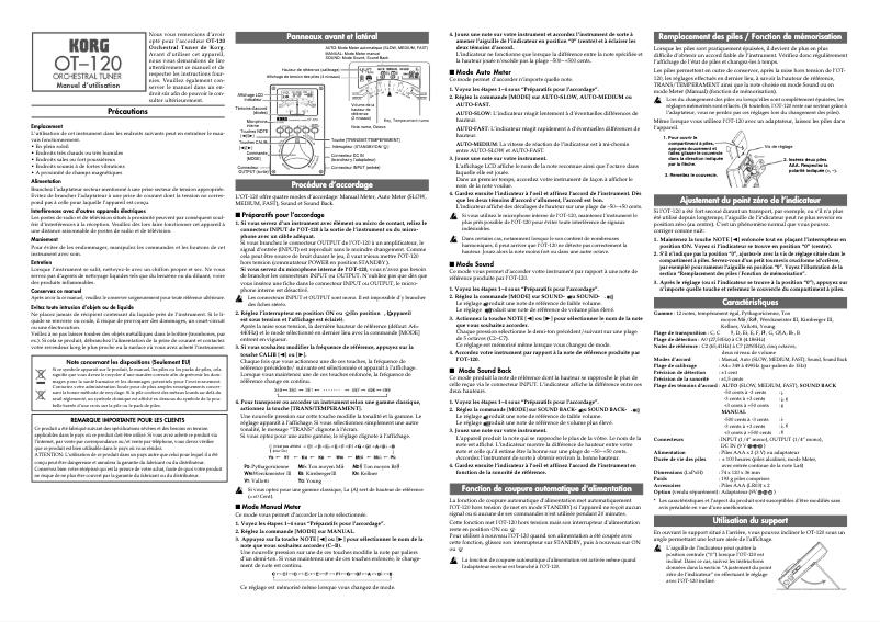 Page 1 de la notice Manuel utilisateur Korg OT-120