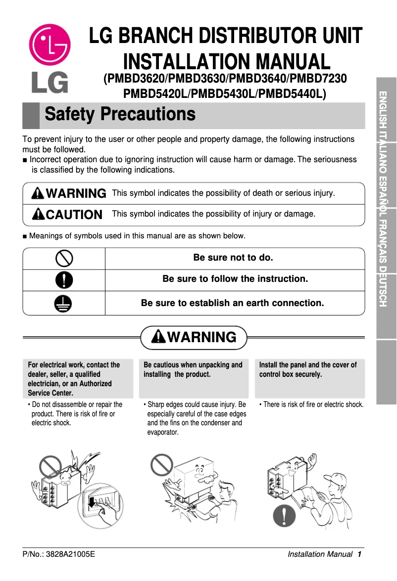 Page 1 de la notice Manuel utilisateur LG PMBD5430L