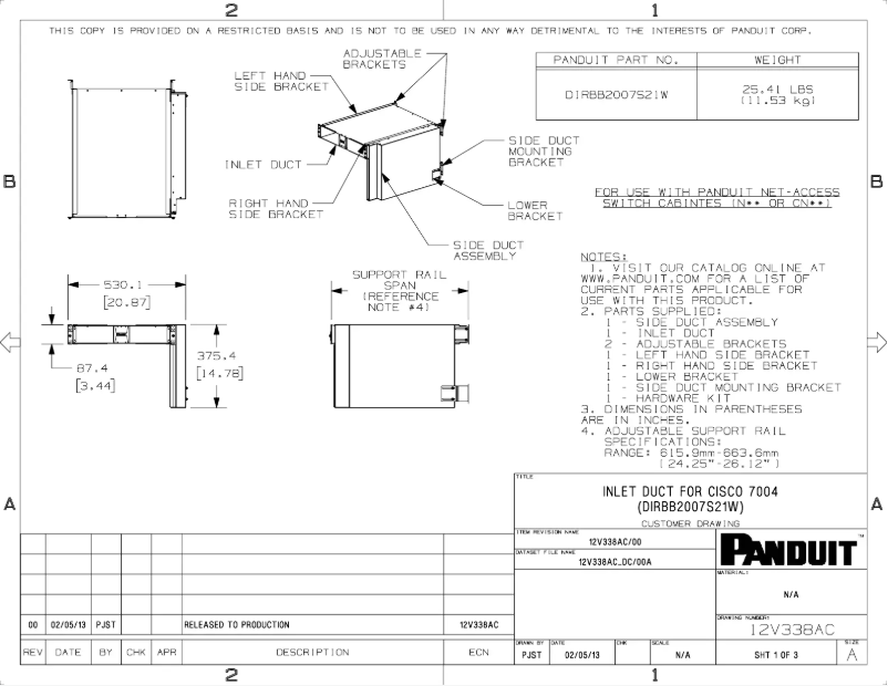 Página 1 del manual Dibujo técnico Panduit DIRBB2007S21W