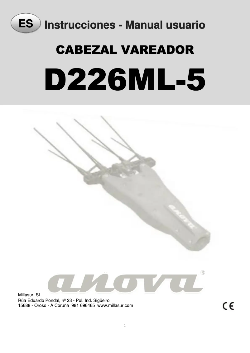 Página 1 del manual Manual de usuario Anova D226ML-5