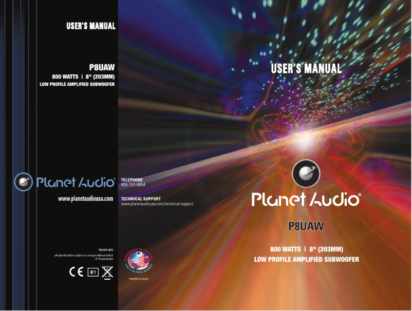 Page n°1 - Manuel utilisateur Planet Audio P8UAW