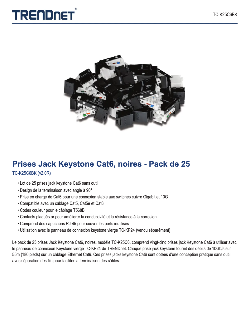 Page 1 de la notice Fiche technique TRENDnet TC-K25C6