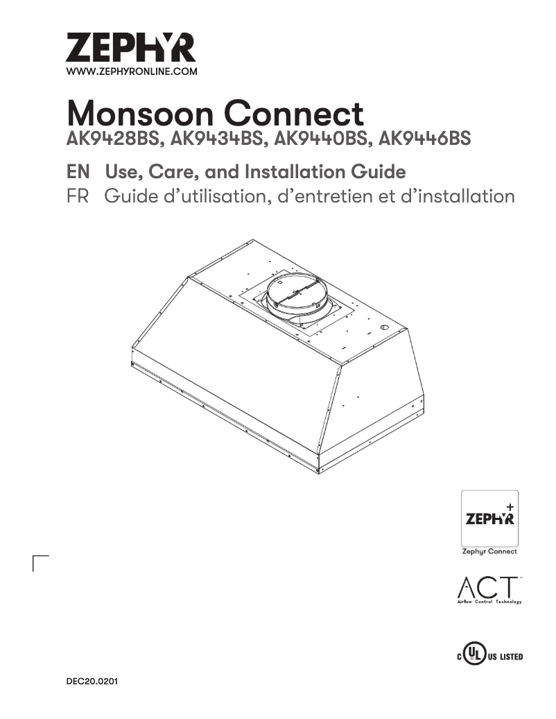 Page 1 de la notice Manuel utilisateur Zephyr Monsoon Connect AK9434BS