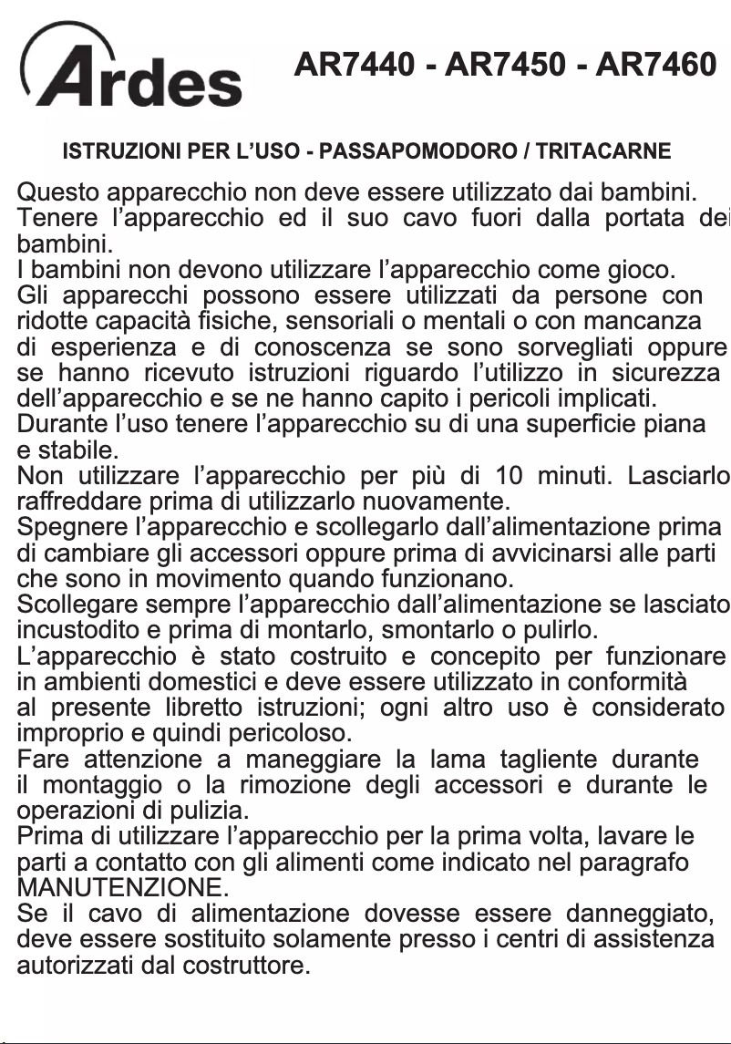 Page 1 de la notice Manuel utilisateur Ardes AR7460