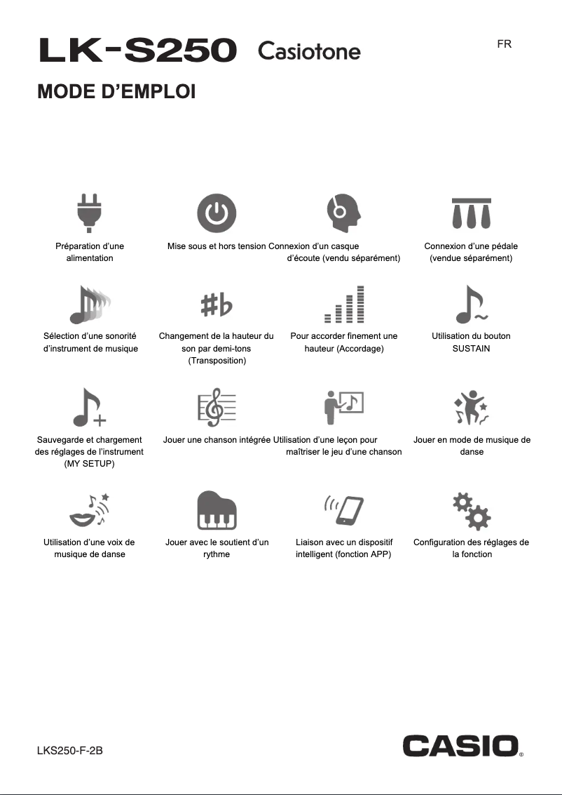 Image de la première page du manuel de l'appareil Casiotone LK-S250