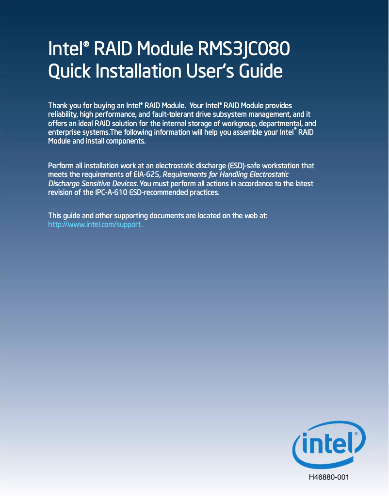 Page n°1 - Manuel utilisateur Intel RMS3JC080