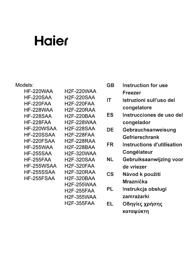 Page n°1 - Manuel utilisateur Haier H2F-255WAA