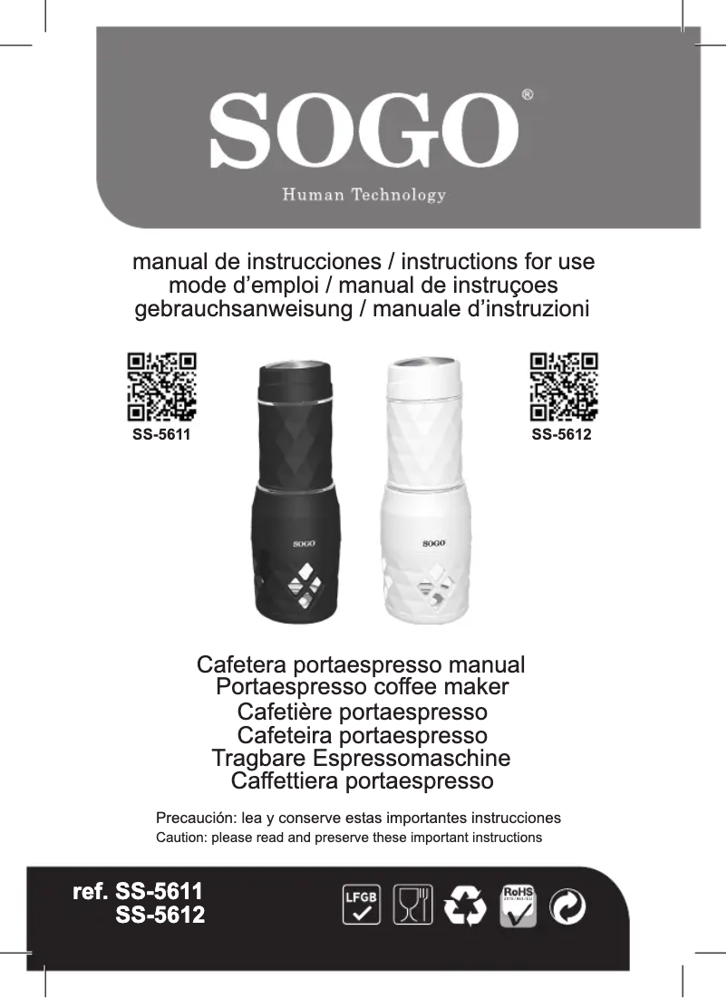 Page 1 de la notice Manuel utilisateur Sogo SS-5612